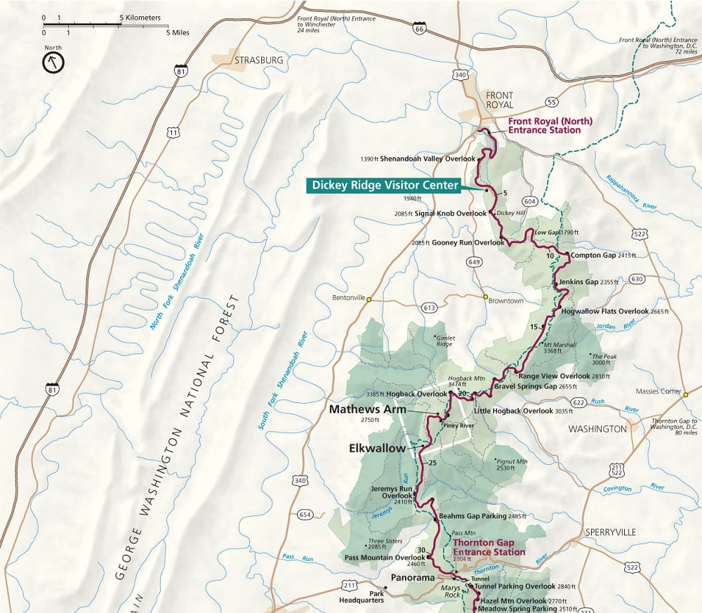 Appalachian Trail Through Shenandoah Park Map 