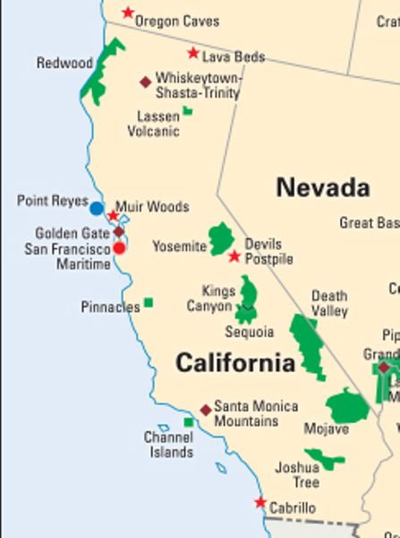 california national parks map National Parks In California