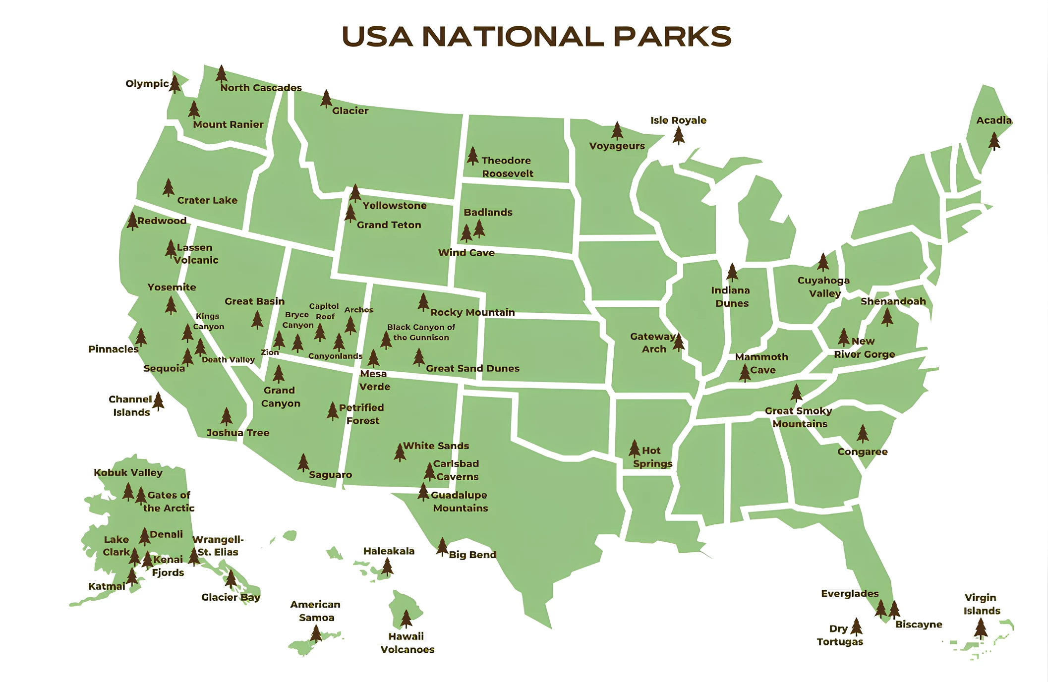 The Evolution of Surveying Techniques in Establishing National Park Boundaries 1 US National Parks Map