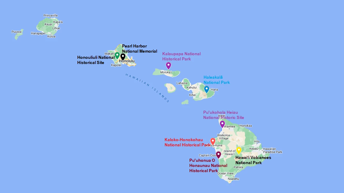 List of National Parks in Hawaii 1 List of National Parks in Hawaii and Map