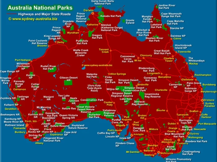 List of National Parks in Australia and Map