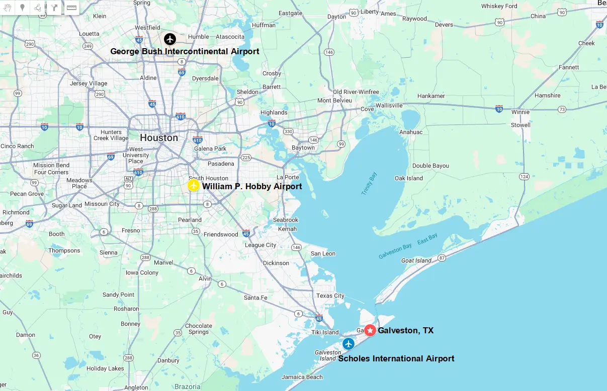The 3 Closest Airports to Galveston, Texas 1 The 3 Closest Airports to Galveston