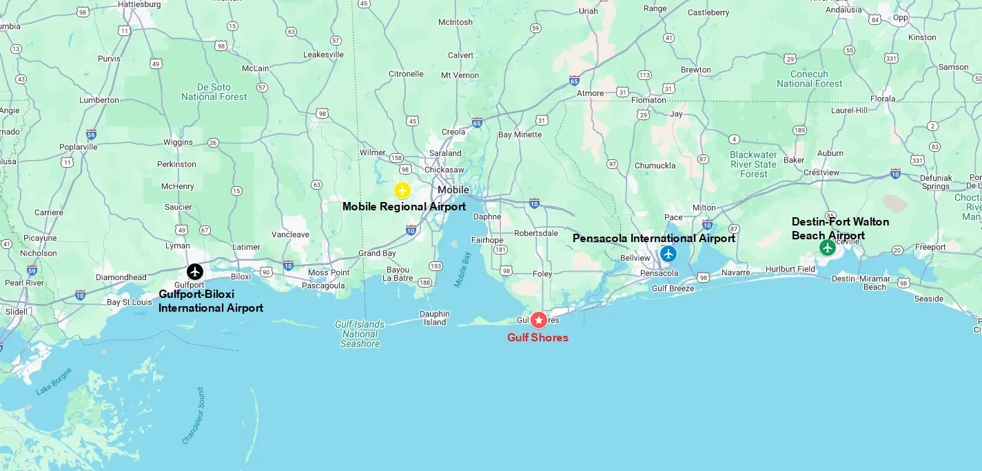 The 4 Closest Airports to Gulf Shores, Alabama 1 The 4 Closest Airports to Gulf Shores Alabama