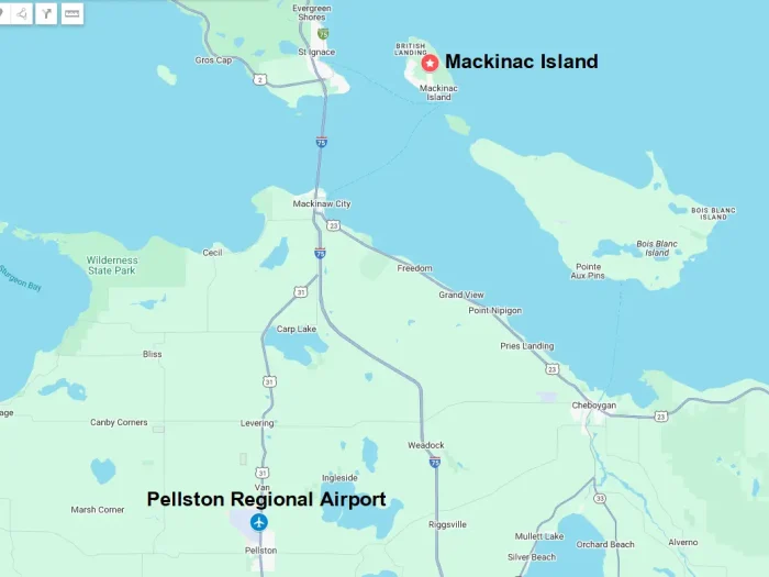 The closest airport to Mackinac Island, Michigan