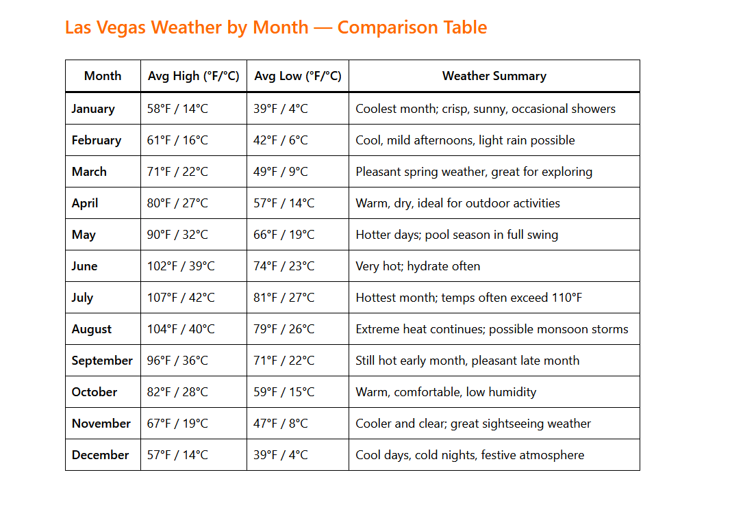 Las Vegas Weather by Month