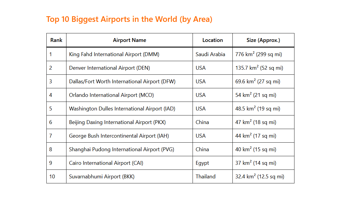 Top 10 Biggest Airports in the World
