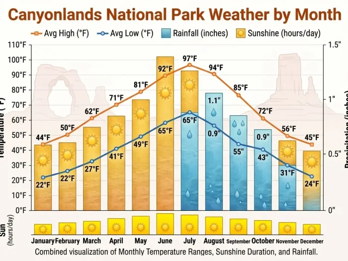 Canyonlands National Park Weather by Month