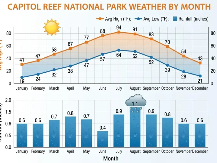 Capitol Reef National Park Weather by Month