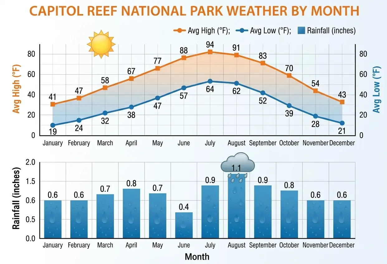 Capitol Reef National Park Weather by Month 1 Capitol Reef National Park Weather by Month
