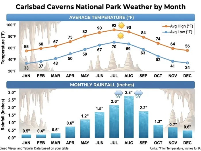 Carlsbad Caverns National Park Weather by Month