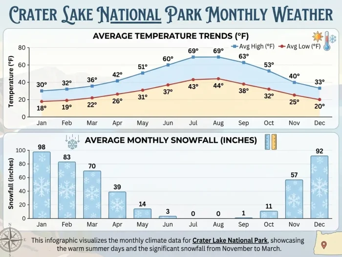 Crater Lake National Park Weather by Month 2 Crater Lake National Park Weather by Month