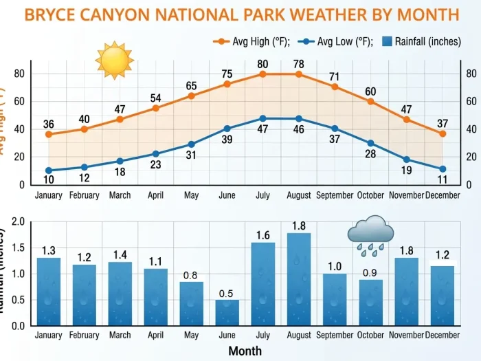 Bryce Canyon National Park Weather by Month