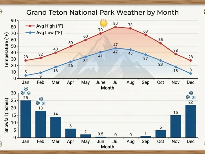 Grand Teton National Park Weather by Month