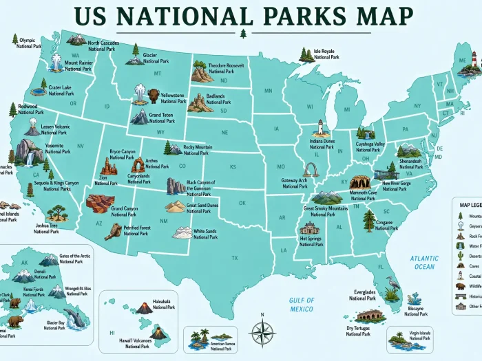 US National Parks Map