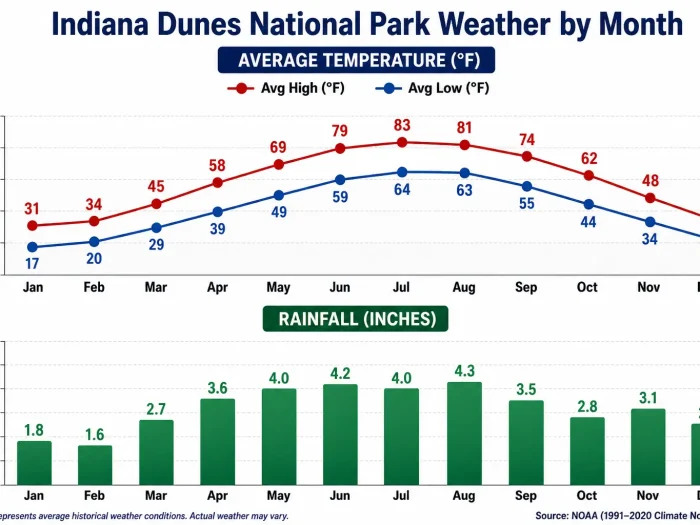 Indiana Dunes National Park Weather by Month