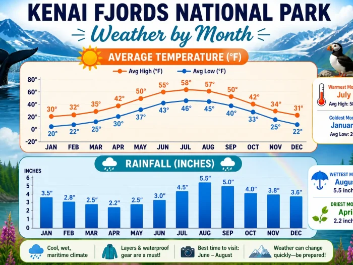 Kenai Fjords National Park Weather by month