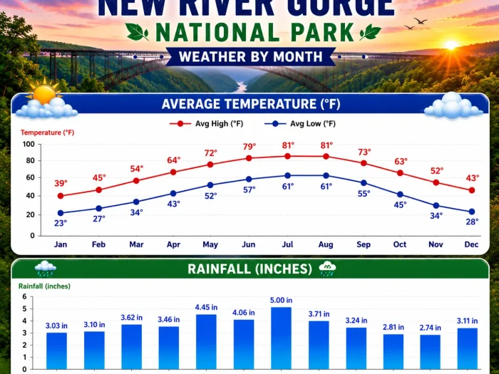 New River Gorge National Park Weather by Month