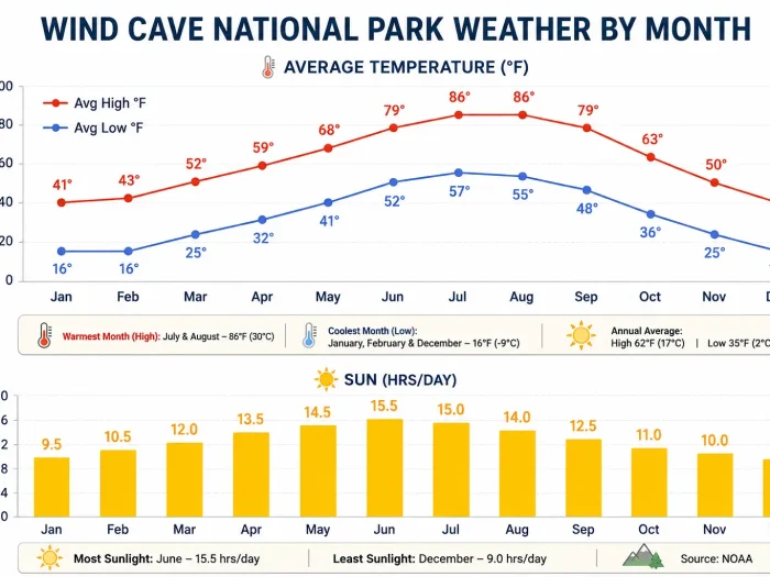 Wind Cave National Park Weather by Month