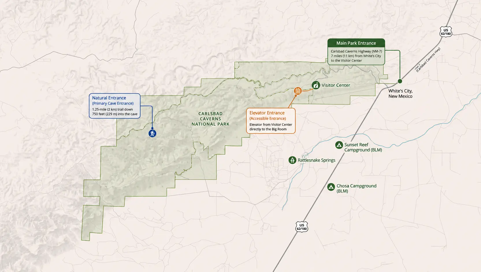 Carlsbad Caverns National Park Map and Entrances Explained 1 Carlsbad Caverns National Park Map and Entrances