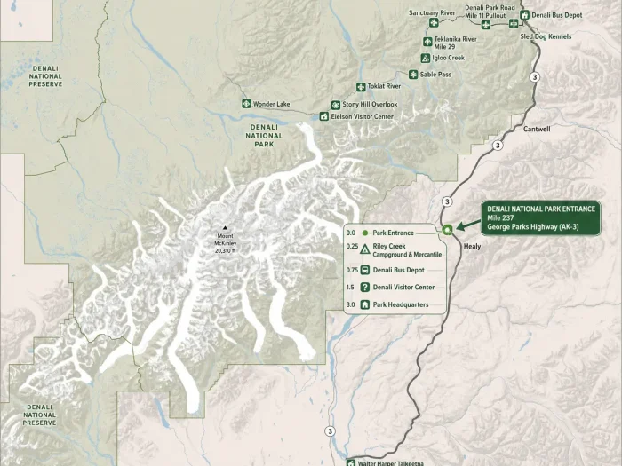 Denali National Park Map and Entrances Explained 1 Denali National Park Map and Entrances Explained