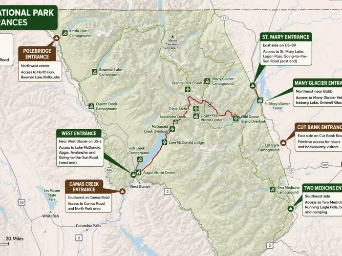 Glacier National Park Map and Entrances Explained