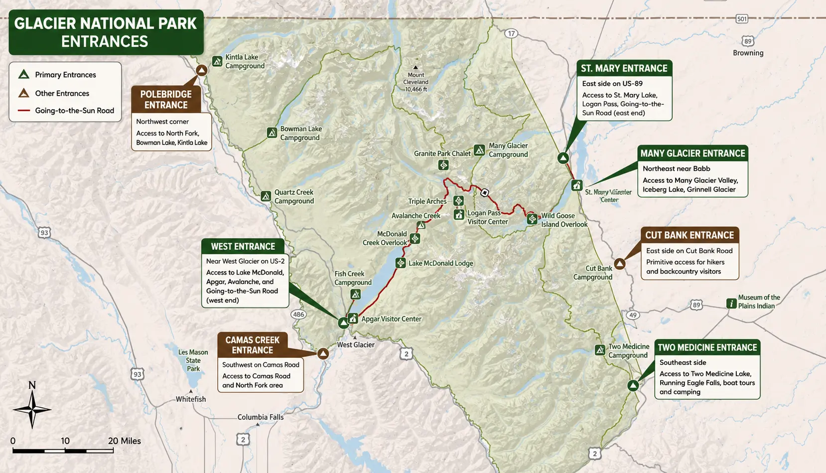 Glacier National Park Map and Entrances Explained 1 Glacier National Park Map and Entrances