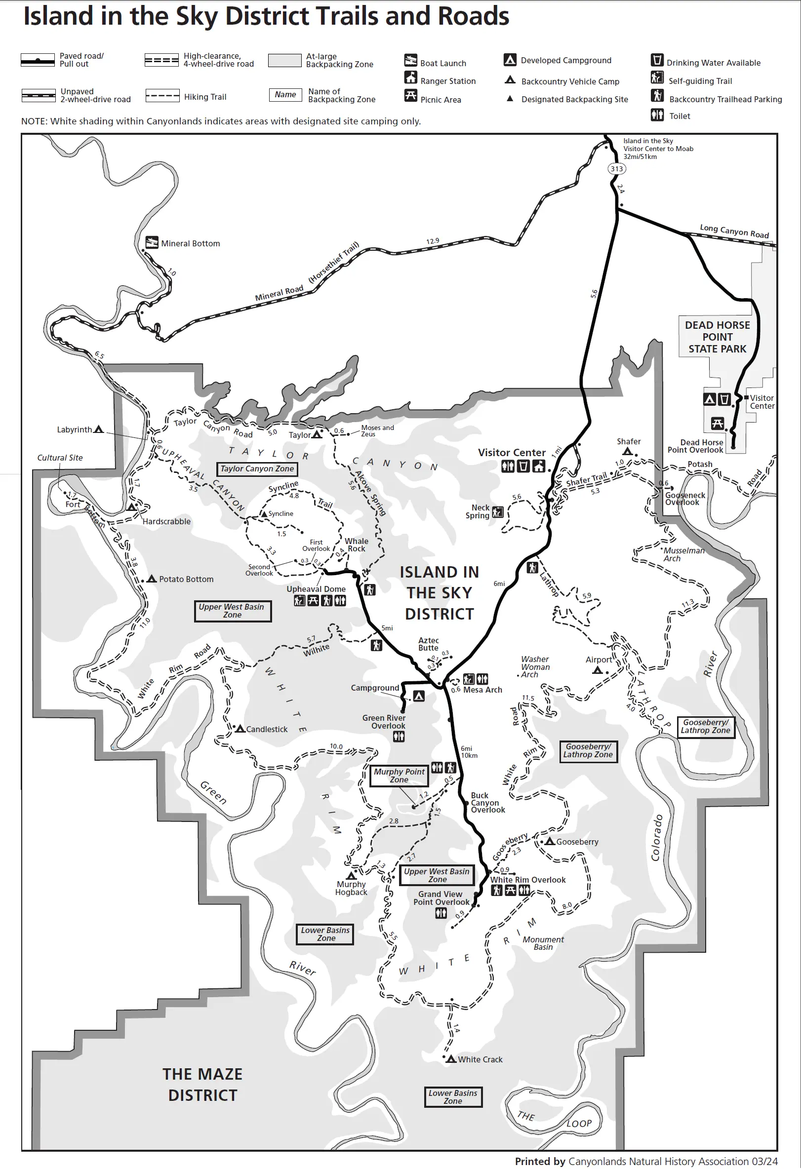 Canyonlands National Park Map Guide: Trails, Districts, Scenic Drives & PDF Maps 2 Island in the Sky Map