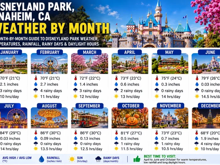 Disneyland Park, CA Weather by Month 1 Disneyland Park, CA Weather by Month