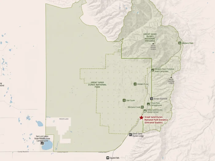 Great Sand Dunes National Park Map and Entrances Explained