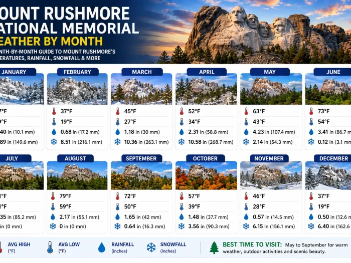 Mount Rushmore National Memorial Weather by Month