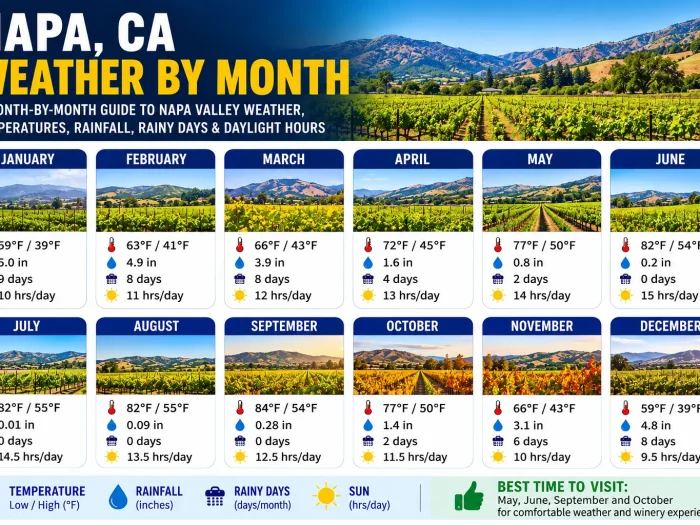 Napa, CA Weather by Month
