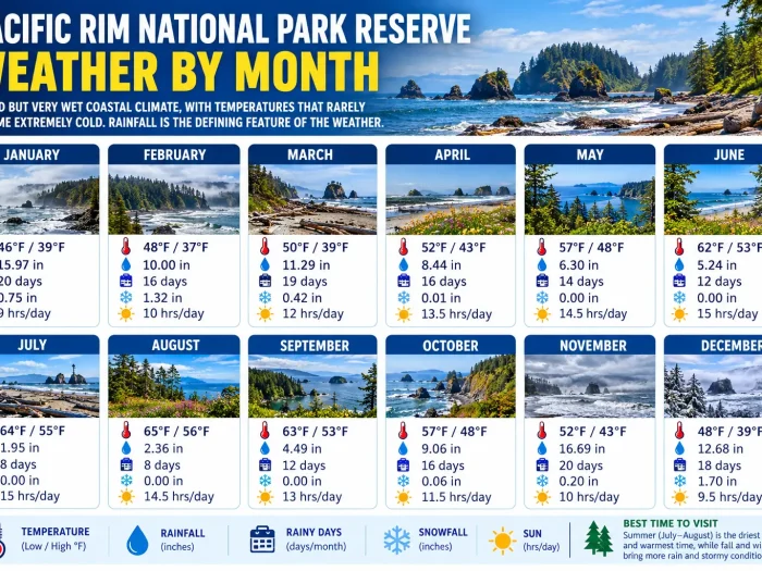 Pacific Rim National Park Reserve Weather by Month