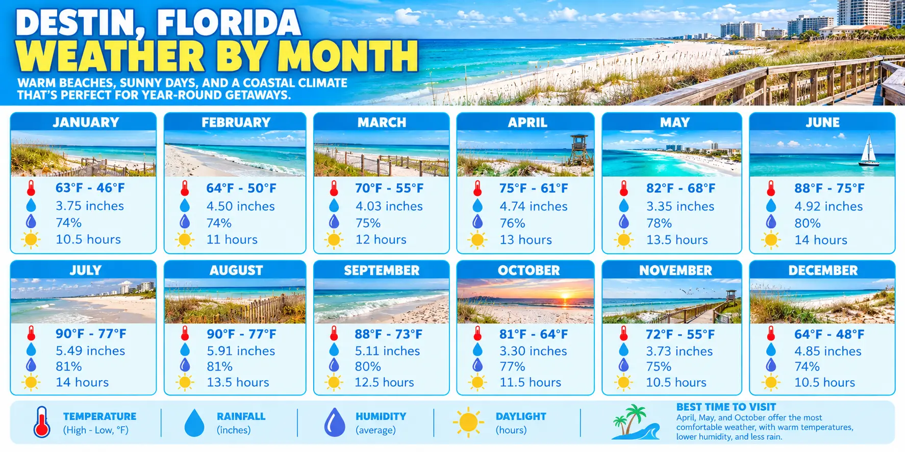 Destin Weather by Month 1 Destin Weather by Month Infographic