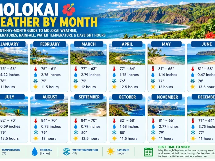 Molokai Weather by Month Infographic