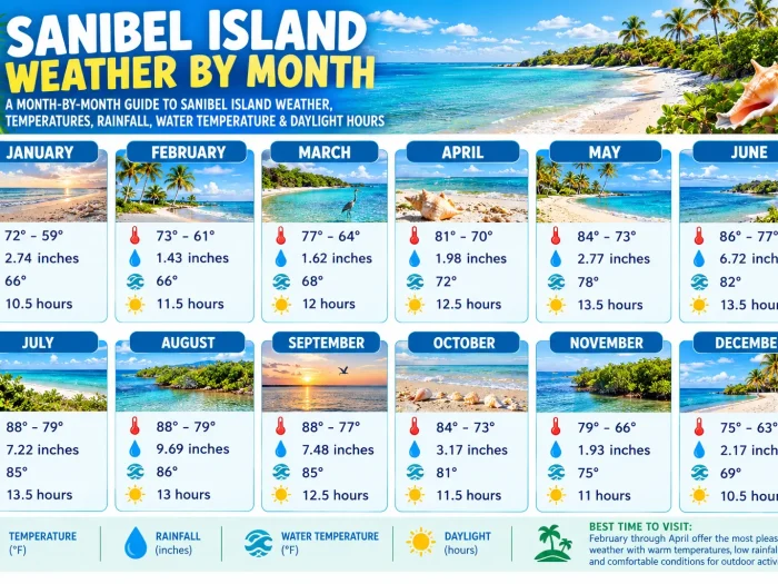 Sanibel Island Weather by Month